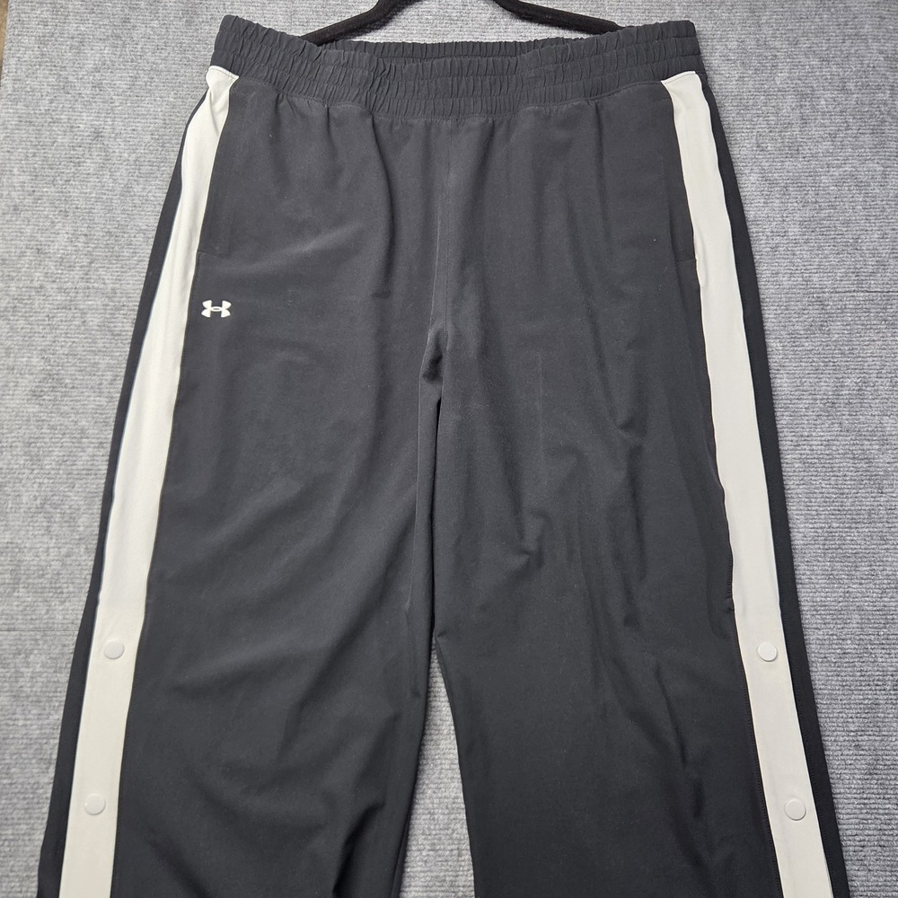 Under Armour Recover Tearaway Snap Track Pants Men's XL Black White Lined